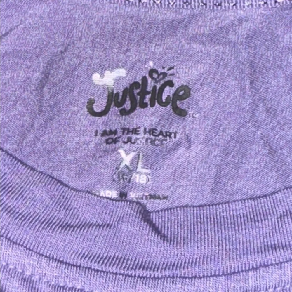 NWT Justice Lavender Tee with Peace and Kindness Graphic Girls size XL 16/18